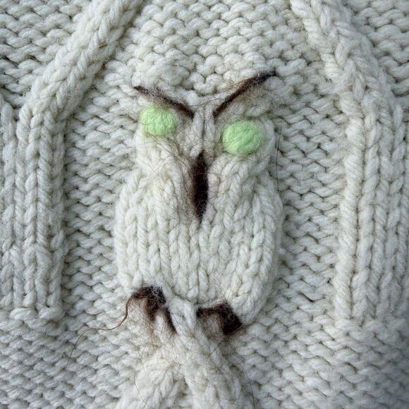Vintage 1960’s Owl Cable Knit Fisherman’s Sweater, M - Picture 4 of 4